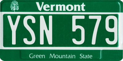 VT license plate YSN579