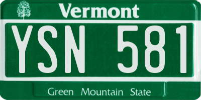 VT license plate YSN581