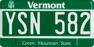 VT license plate YSN582