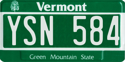 VT license plate YSN584