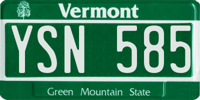 VT license plate YSN585