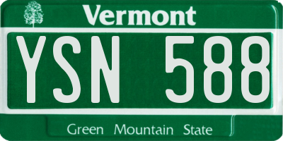 VT license plate YSN588