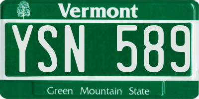 VT license plate YSN589