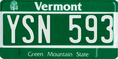 VT license plate YSN593