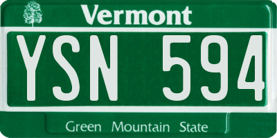 VT license plate YSN594