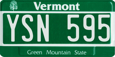 VT license plate YSN595