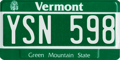 VT license plate YSN598