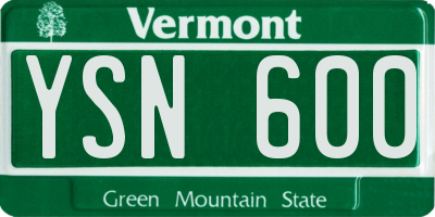 VT license plate YSN600