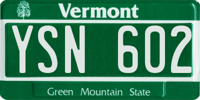 VT license plate YSN602