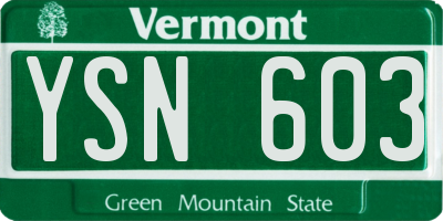 VT license plate YSN603