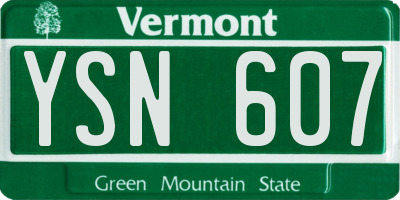 VT license plate YSN607