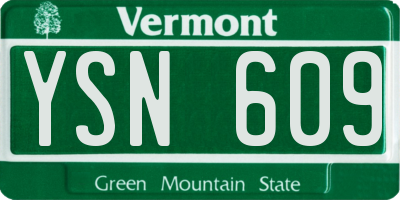 VT license plate YSN609