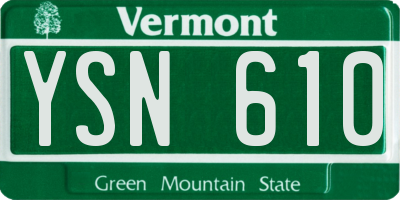 VT license plate YSN610