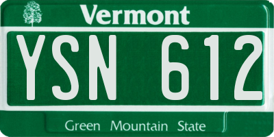 VT license plate YSN612