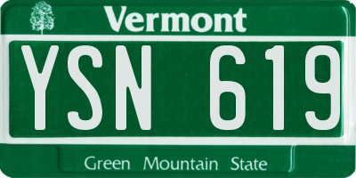 VT license plate YSN619