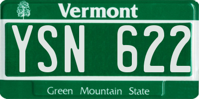 VT license plate YSN622