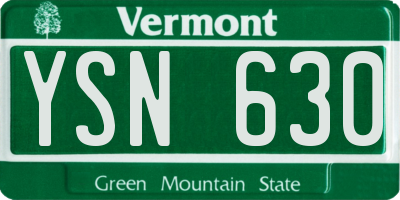 VT license plate YSN630