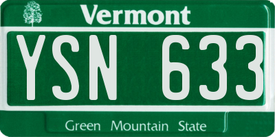 VT license plate YSN633