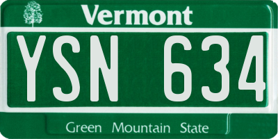 VT license plate YSN634
