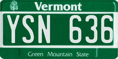 VT license plate YSN636