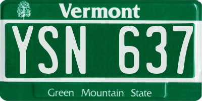 VT license plate YSN637