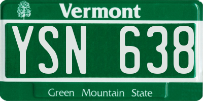 VT license plate YSN638