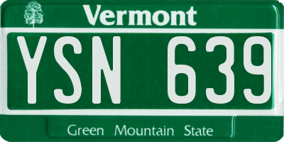 VT license plate YSN639