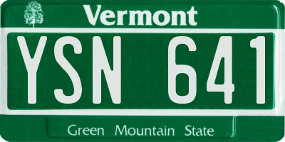 VT license plate YSN641