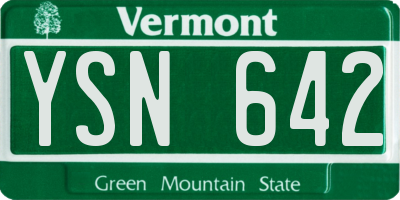 VT license plate YSN642