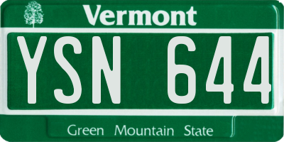 VT license plate YSN644