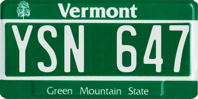 VT license plate YSN647