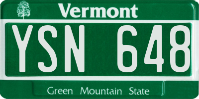 VT license plate YSN648