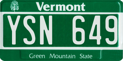 VT license plate YSN649