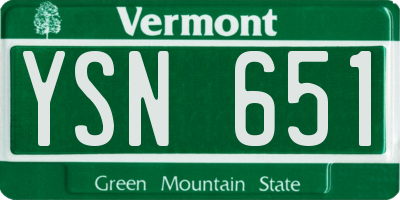VT license plate YSN651