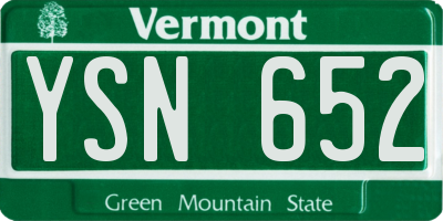 VT license plate YSN652