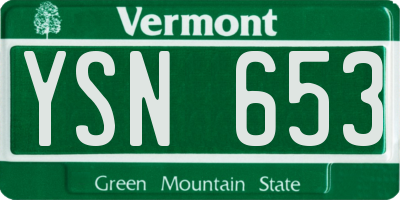 VT license plate YSN653