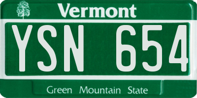 VT license plate YSN654