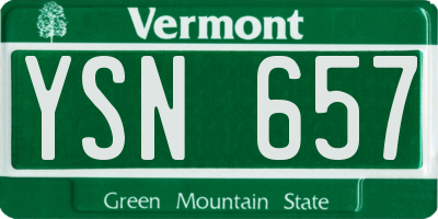VT license plate YSN657
