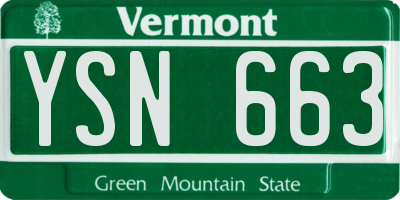 VT license plate YSN663