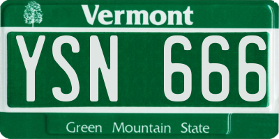 VT license plate YSN666