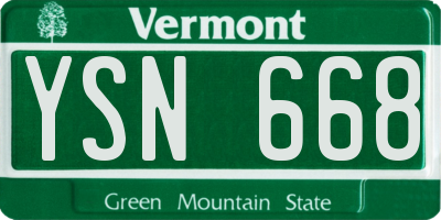 VT license plate YSN668
