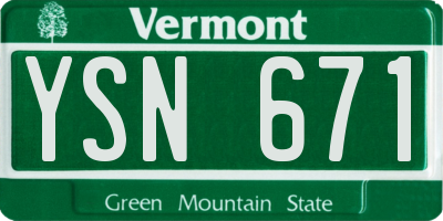 VT license plate YSN671