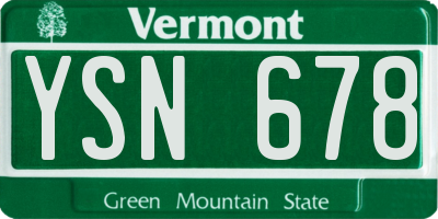 VT license plate YSN678