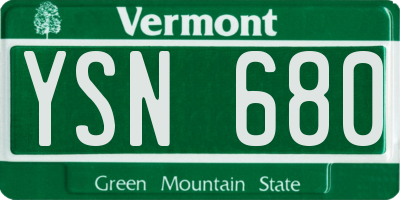 VT license plate YSN680