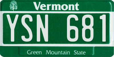 VT license plate YSN681