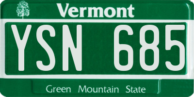 VT license plate YSN685