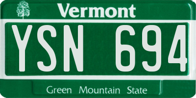 VT license plate YSN694