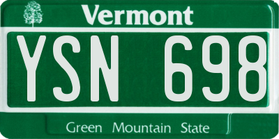 VT license plate YSN698
