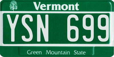 VT license plate YSN699