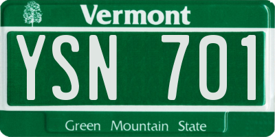 VT license plate YSN701